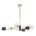 Jupiter 1967 - Lustre de haste MOKA 3xGU10/10W/230V + 3xG9/10W/230V dourado/preto/transparente