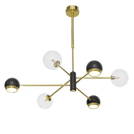 Jupiter 1967 - Lustre de haste MOKA 3xGU10/10W/230V + 3xG9/10W/230V dourado/preto/transparente