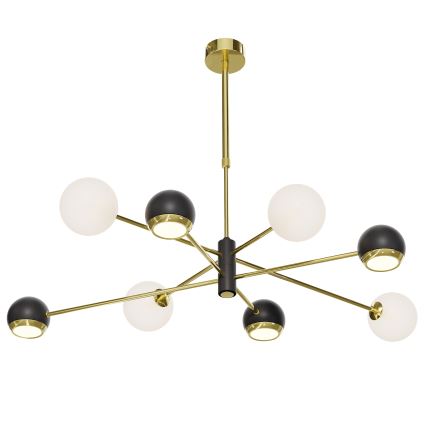 Jupiter 1971 - Lustre com haste MOKA 4xGU10/10W/230V + 4xG9/10W/230V dourado/preto/branco