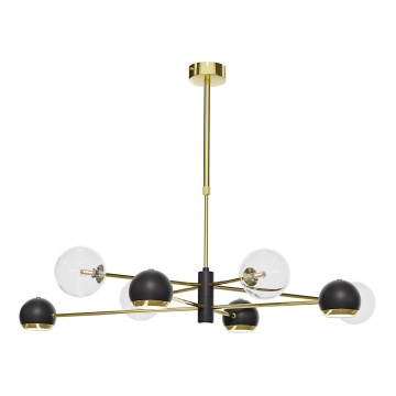 Jupiter 1973 - Lustre com haste MOKA 4xGU10/10W/230V + 4xG9/10W/230V dourado/preto/transparente