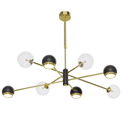 Jupiter 1973 - Lustre com haste MOKA 4xGU10/10W/230V + 4xG9/10W/230V dourado/preto/transparente