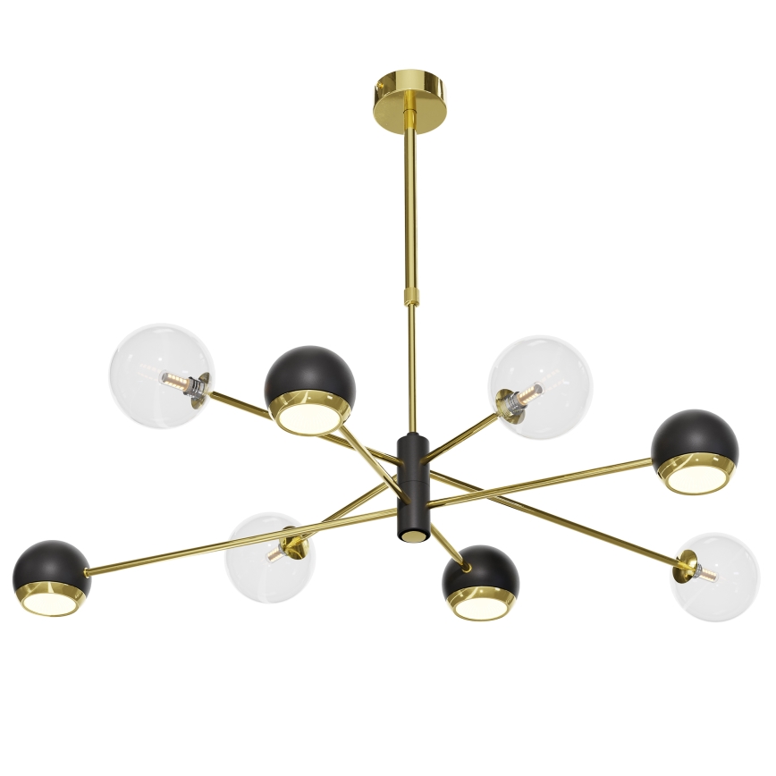Jupiter 1973 - Lustre com haste MOKA 4xGU10/10W/230V + 4xG9/10W/230V dourado/preto/transparente