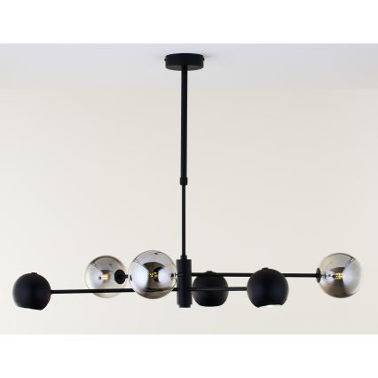 Jupiter 1974 - Candeeiro suspenso MOKA 3xGU10/10W/230V + 3xG9/10W/230V preto/cromado brilhante