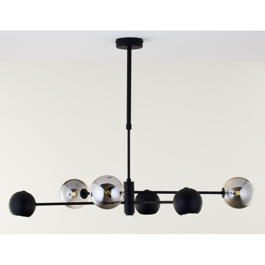Jupiter 1974 - Candeeiro suspenso MOKA 3xGU10/10W/230V + 3xG9/10W/230V preto/cromado brilhante