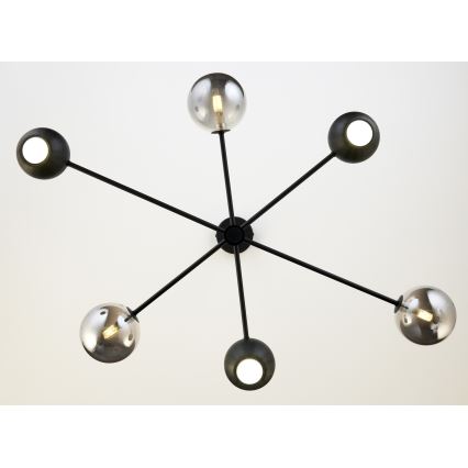 Jupiter 1974 - Candeeiro suspenso MOKA 3xGU10/10W/230V + 3xG9/10W/230V preto/cromado brilhante