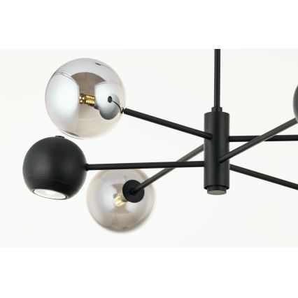 Jupiter 1974 - Candeeiro suspenso MOKA 3xGU10/10W/230V + 3xG9/10W/230V preto/cromado brilhante