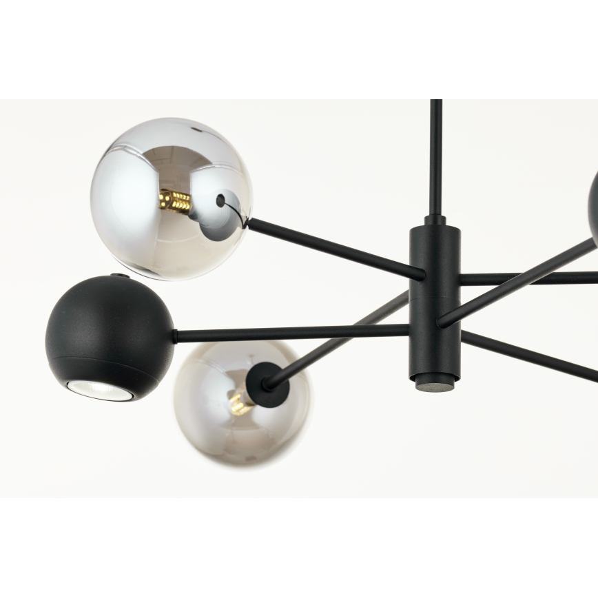 Jupiter 1974 - Candeeiro suspenso MOKA 3xGU10/10W/230V + 3xG9/10W/230V preto/cromado brilhante