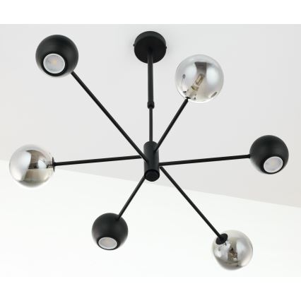 Jupiter 1974 - Candeeiro suspenso MOKA 3xGU10/10W/230V + 3xG9/10W/230V preto/cromado brilhante