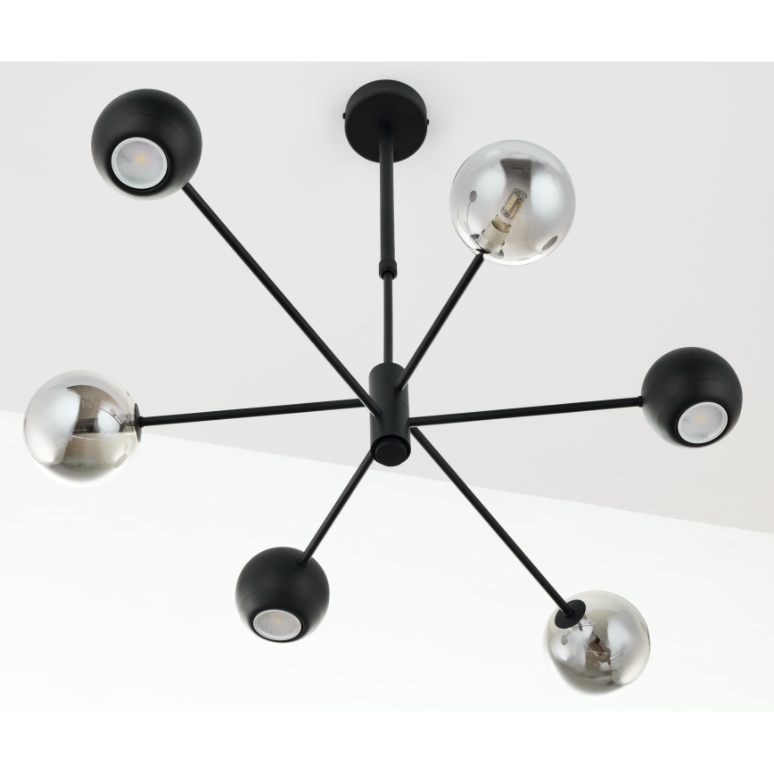 Jupiter 1974 - Candeeiro suspenso MOKA 3xGU10/10W/230V + 3xG9/10W/230V preto/cromado brilhante