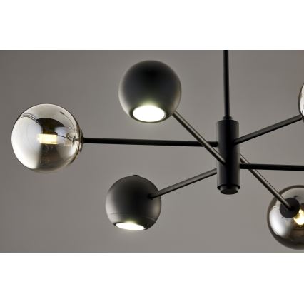 Jupiter 1974 - Candeeiro suspenso MOKA 3xGU10/10W/230V + 3xG9/10W/230V preto/cromado brilhante