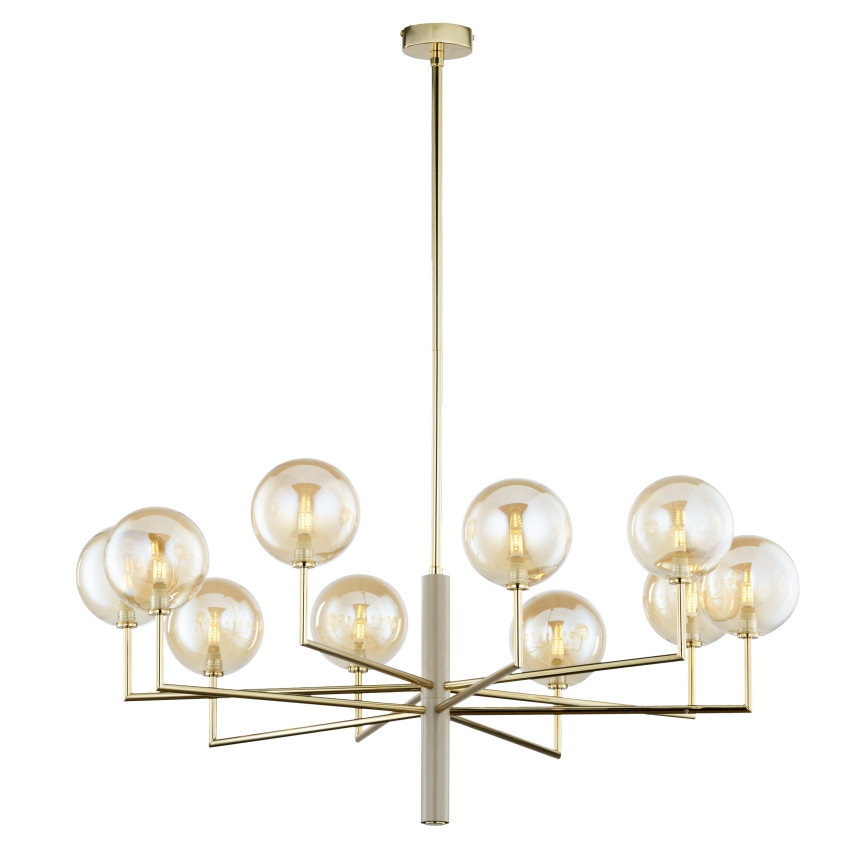 Jupiter 1977 - Candelabro suspenso FEME 10xG9/10W/230V dourada/bege