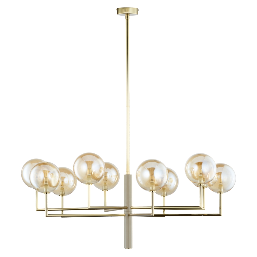 Jupiter 1977 - Candelabro suspenso FEME 10xG9/10W/230V dourada/bege