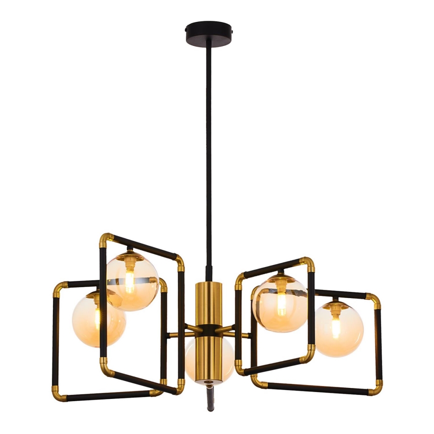 Jupiter 1984 - Candelabro suspenso IBRA 5xG9/10W/230V preto/dourada/bege