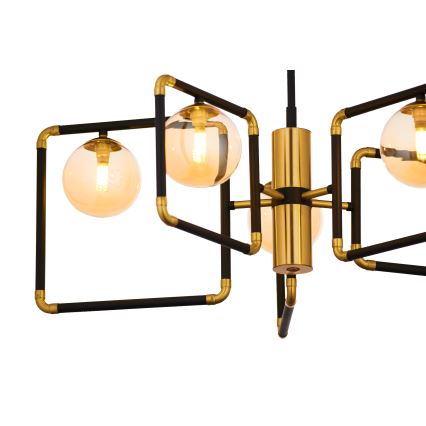 Jupiter 1984 - Candelabro suspenso IBRA 5xG9/10W/230V preto/dourada/bege