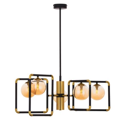 Jupiter 1984 - Candelabro suspenso IBRA 5xG9/10W/230V preto/dourada/bege