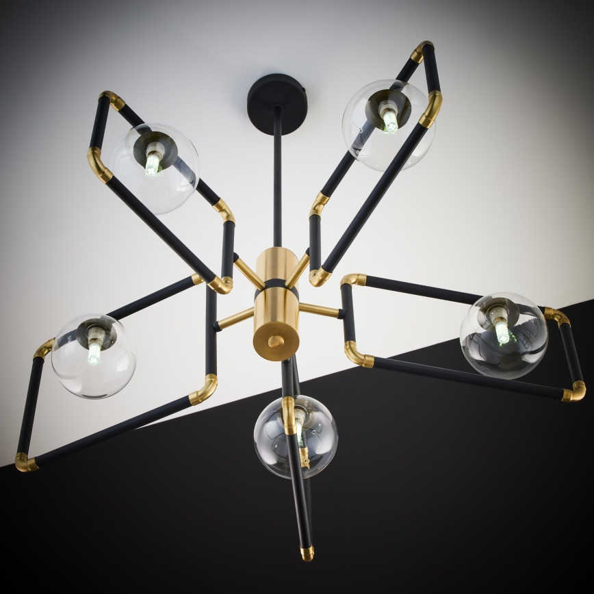 Jupiter 1985 - Candelabro suspenso IBRA 5xG9/10W/230V preto/dourada