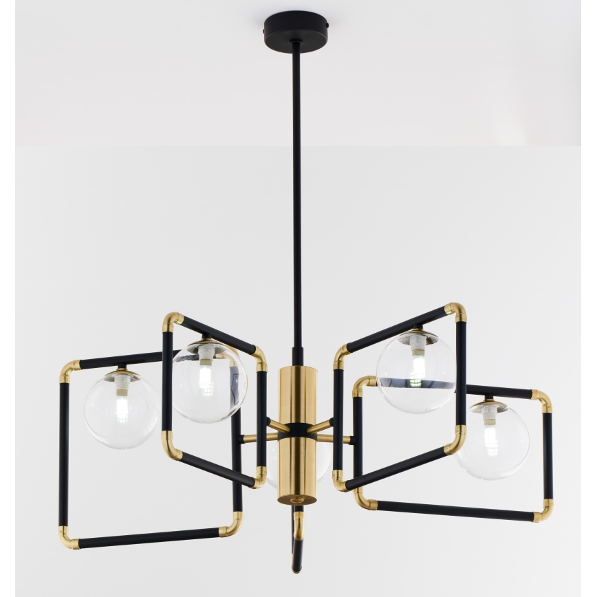 Jupiter 1985 - Candelabro suspenso IBRA 5xG9/10W/230V preto/dourada