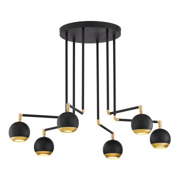 Jupiter 1987 - Candelabro suspenso VILAR 6xGU10/10W/230V preto/dourada