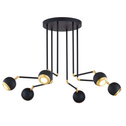 Jupiter 1987 - Candelabro suspenso VILAR 6xGU10/10W/230V preto/dourada