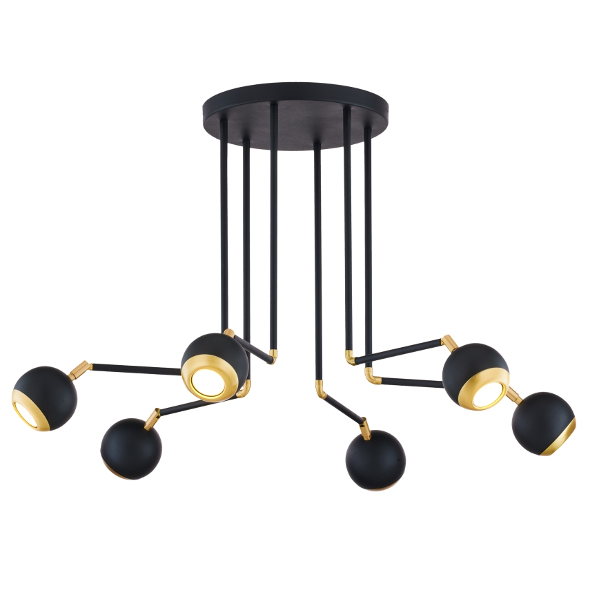 Jupiter 1987 - Candelabro suspenso VILAR 6xGU10/10W/230V preto/dourada