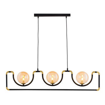 Jupiter 1989 - Candeeiro suspenso HANZA 3xG9/10W/230V preto/dourado/bege