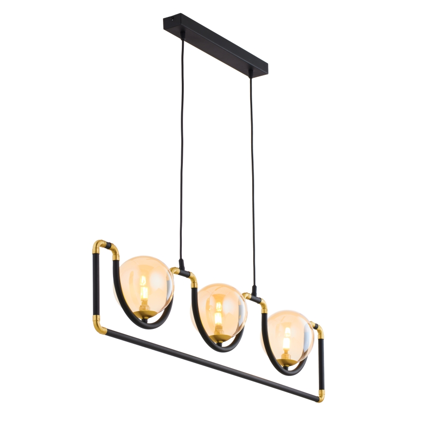 Jupiter 1989 - Candeeiro suspenso HANZA 3xG9/10W/230V preto/dourado/bege