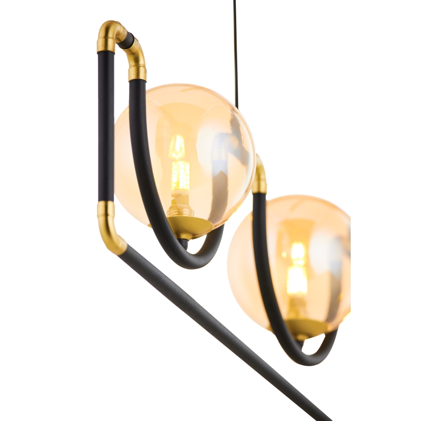 Jupiter 1989 - Candeeiro suspenso HANZA 3xG9/10W/230V preto/dourado/bege