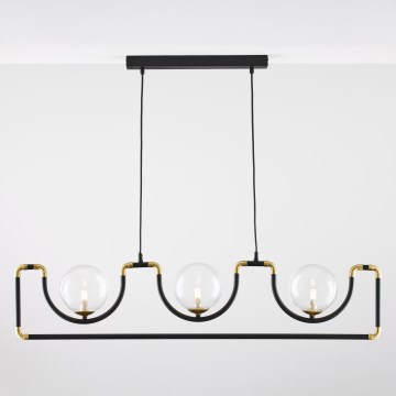 Jupiter 1990 - Candeeiro suspenso HANZA 3xG9/10W/230V preto/dourado