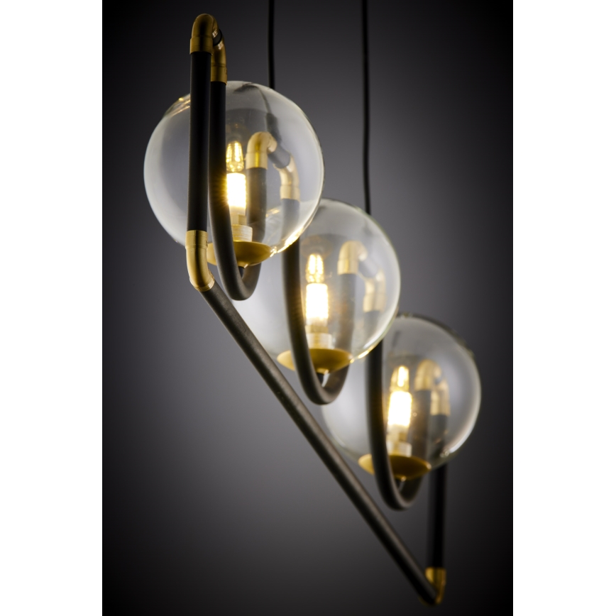 Jupiter 1990 - Candeeiro suspenso HANZA 3xG9/10W/230V preto/dourado