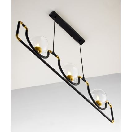 Jupiter 1990 - Candeeiro suspenso HANZA 3xG9/10W/230V preto/dourado