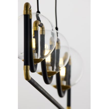 Jupiter 1990 - Candeeiro suspenso HANZA 3xG9/10W/230V preto/dourado