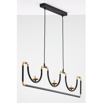 Jupiter 1990 - Candeeiro suspenso HANZA 3xG9/10W/230V preto/dourado