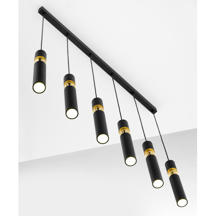 Jupiter 2005 - Candeeiro suspenso ALAS 6xGU10/10W/230V preto/dourado