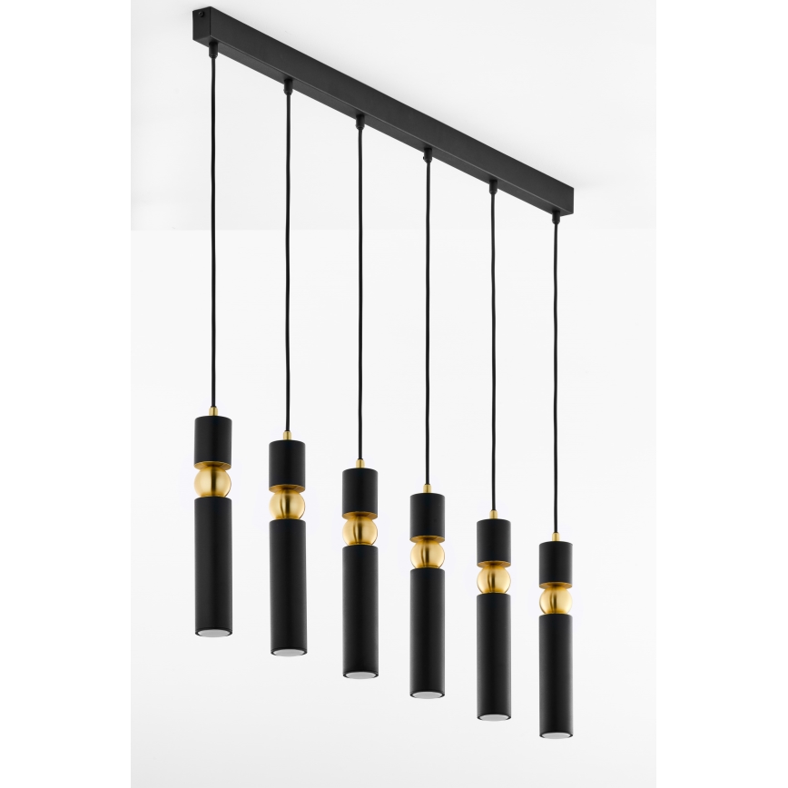 Jupiter 2005 - Candeeiro suspenso ALAS 6xGU10/10W/230V preto/dourado