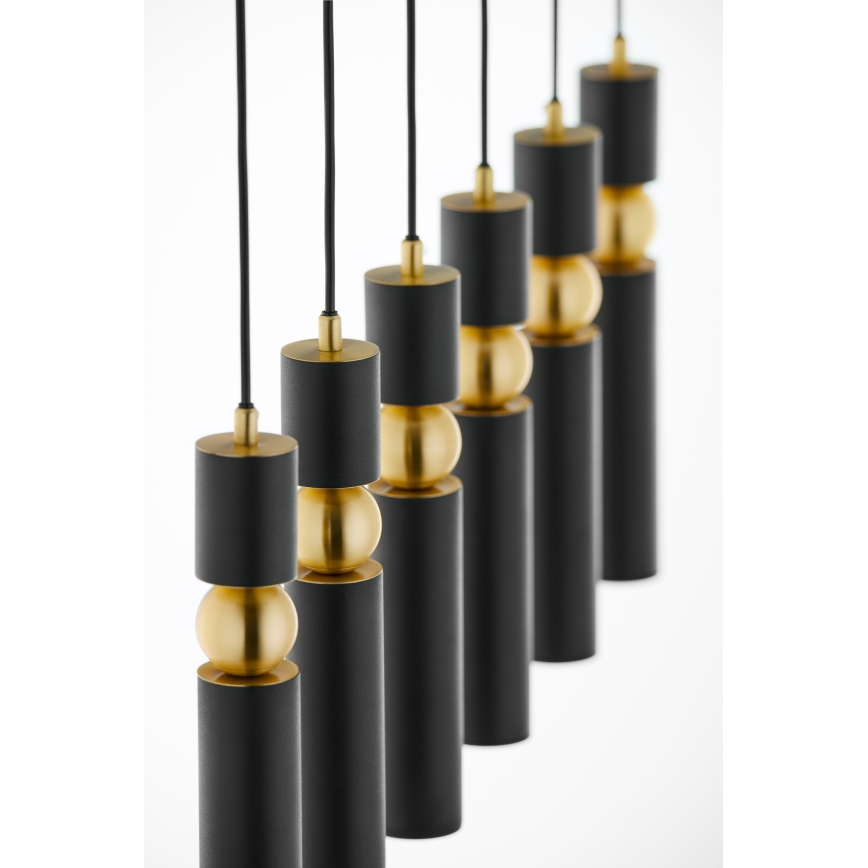 Jupiter 2005 - Candeeiro suspenso ALAS 6xGU10/10W/230V preto/dourado