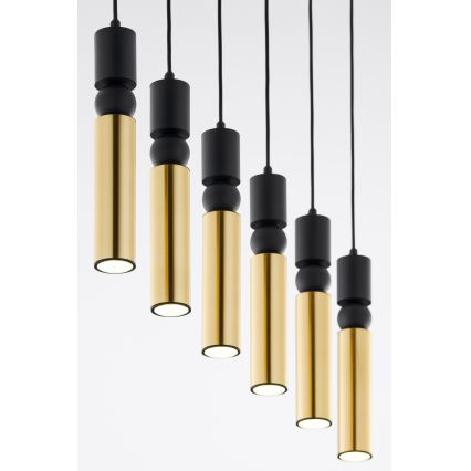 Jupiter 2008 - Candeeiro suspenso ALAS 6xGU10/10W/230V dourado/preto