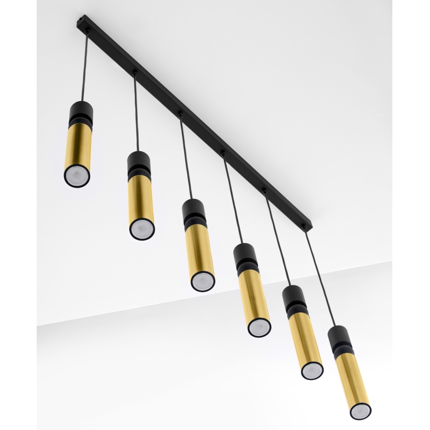 Jupiter 2008 - Candeeiro suspenso ALAS 6xGU10/10W/230V dourado/preto