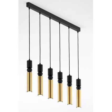 Jupiter 2008 - Candeeiro suspenso ALAS 6xGU10/10W/230V dourado/preto