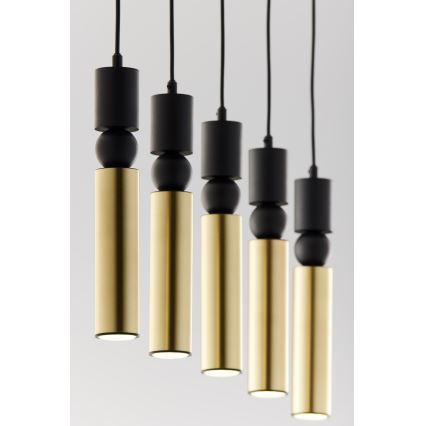 Jupiter 2012 - Candeeiro suspenso ALAS 5xGU10/10W/230V preto/dourado