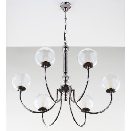 Jupiter 2022 - Candeeiro suspenso BRILLANTE 6xG9/10W/230V cromado brilhante