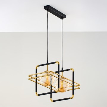 Jupiter 2026 - Candeeiro suspenso FIORI 2xG9/10W/230V preto/dourado/bege