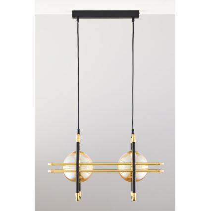 Jupiter 2026 - Candeeiro suspenso FIORI 2xG9/10W/230V preto/dourado/bege
