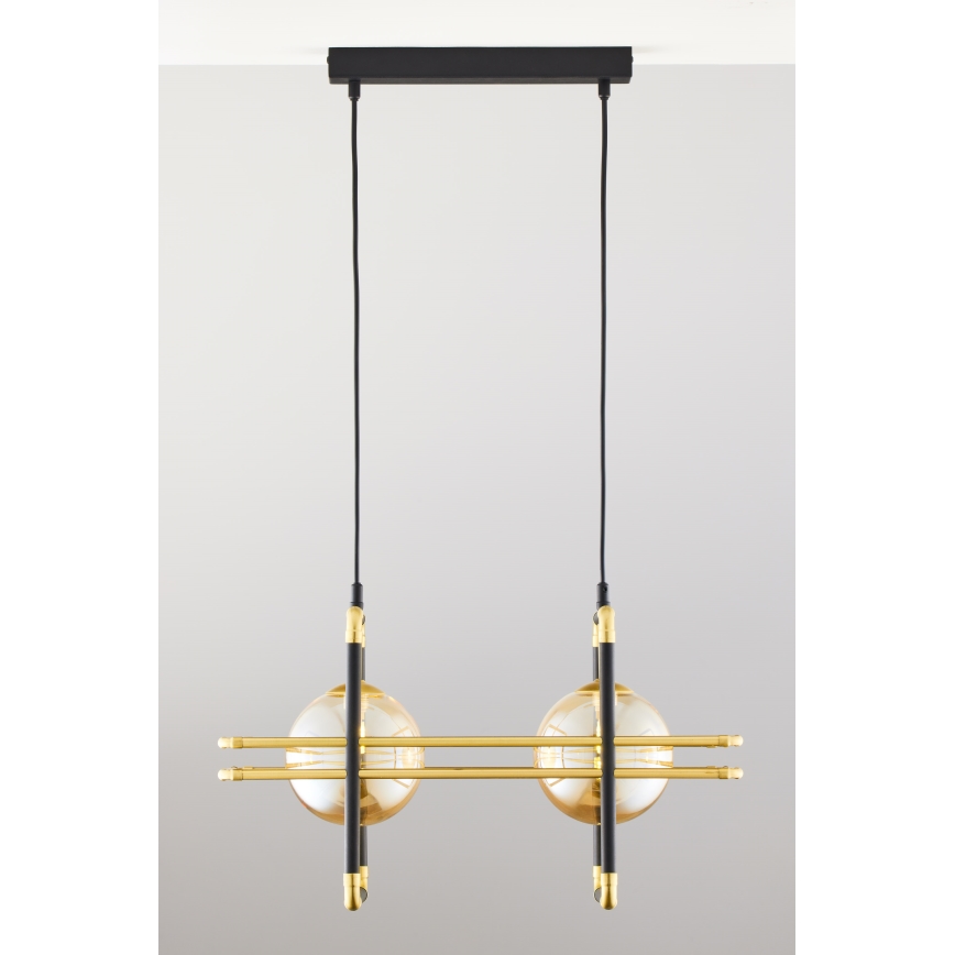 Jupiter 2026 - Candeeiro suspenso FIORI 2xG9/10W/230V preto/dourado/bege