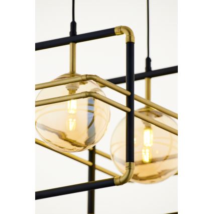 Jupiter 2026 - Candeeiro suspenso FIORI 2xG9/10W/230V preto/dourado/bege