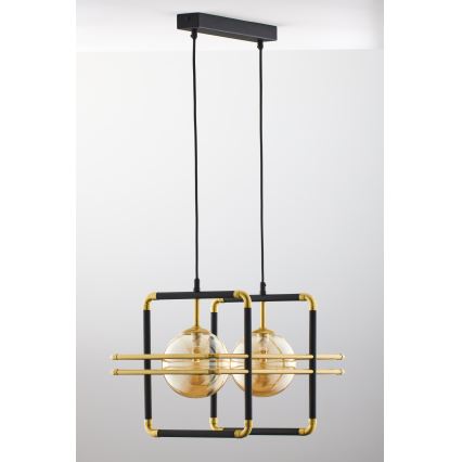 Jupiter 2026 - Candeeiro suspenso FIORI 2xG9/10W/230V preto/dourado/bege