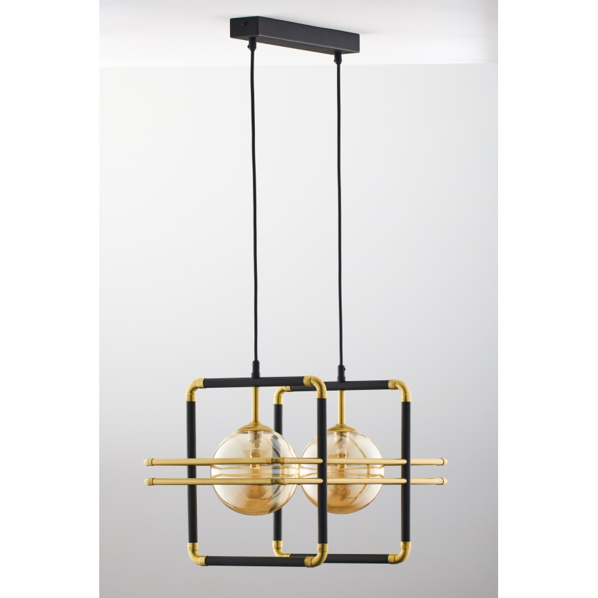 Jupiter 2026 - Candeeiro suspenso FIORI 2xG9/10W/230V preto/dourado/bege
