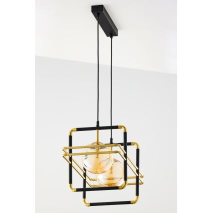 Jupiter 2026 - Candeeiro suspenso FIORI 2xG9/10W/230V preto/dourado/bege