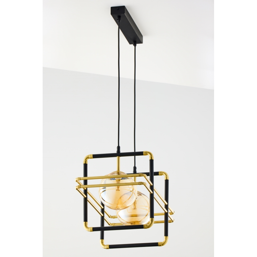 Jupiter 2026 - Candeeiro suspenso FIORI 2xG9/10W/230V preto/dourado/bege