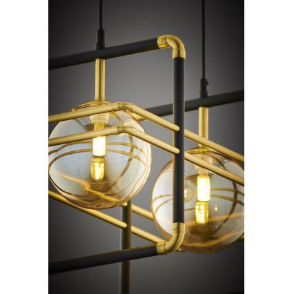 Jupiter 2026 - Candeeiro suspenso FIORI 2xG9/10W/230V preto/dourado/bege
