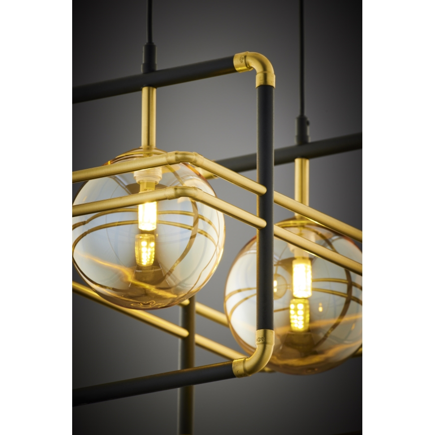 Jupiter 2026 - Candeeiro suspenso FIORI 2xG9/10W/230V preto/dourado/bege